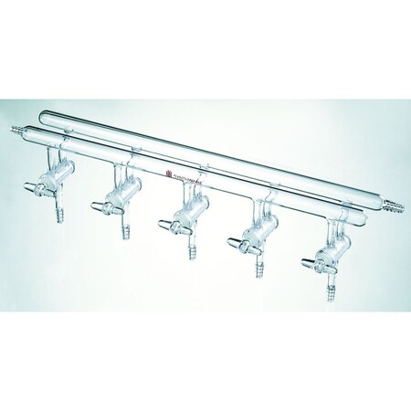 Synthware MANIFOLD, HIGH VACUUM SOLID GLASS STOPCOCKS, 3 PORT, 300mm. M230003